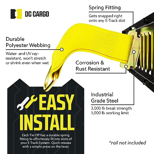 DC Cargo Mall أربطة ربط حبال E-Track من DC Cargo Mall، 2" × 6" - حزمة 10، مع حلقة D (قوة كسر 3000 رطل)، ملحقات E Tack لتأمين الحمولة في الشاحنات، المقطورات، القوارب، الفانات، السيارات. - Image 3