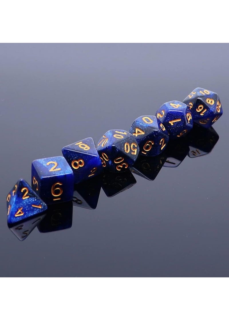 RAHAYM DND Dice Set Dark Blue Mix Black Nebula Dice for Dungeon and Dragons D&D RPG Role Playing Games 7Pcs Polyhedral Dice with Dice Bag  - Image 4