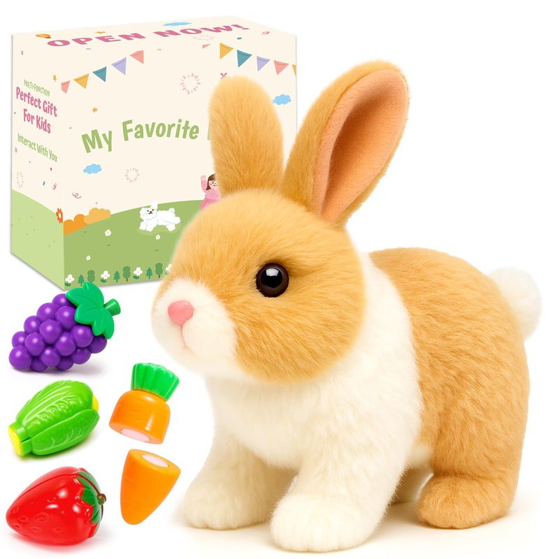 Easfan Walking Rabbit Interactive Electronic Pet Plush Bunny Toy Twitching Mouth and Nose Hoping Rabbit Ears Moving Educational Plush Toy Easter Birthday Gifts for Kids Girls 7 - Image 3