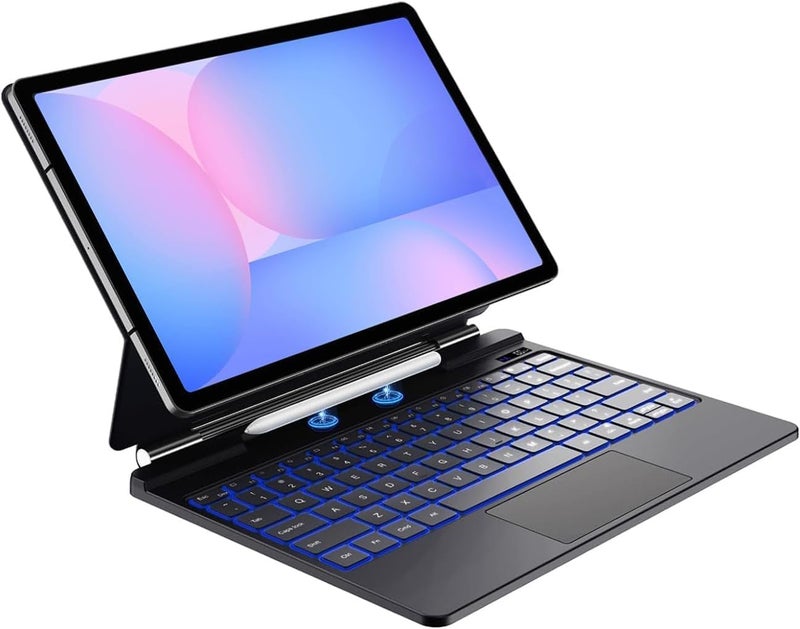 آرترابيت 【العربية والإن��ليزية】لوحة المفاتيح السحرية لجهاز Samsung Galaxy Tab S10 FE+ Plus 2025 مقاس 13.1 بوصة، حقيبة لوحة مفاتيح S10 FE+ مع حامل مغناطيسي، لوحة لمس متعددة اللمس، إضاءة خلفية بـ 7 ألوان، دعم القلم، أسود - Image 1