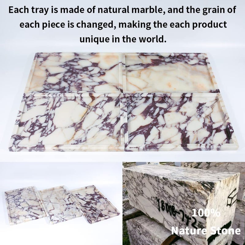 DUANYAN Real Luxurious Natural Marble Vanity Tray Genuine Marble/Stone Storage Tray for Home Decor Bathroom/Kitchen/Vanity/Dresser Non-Resin/Non-Ceramic - Image 3