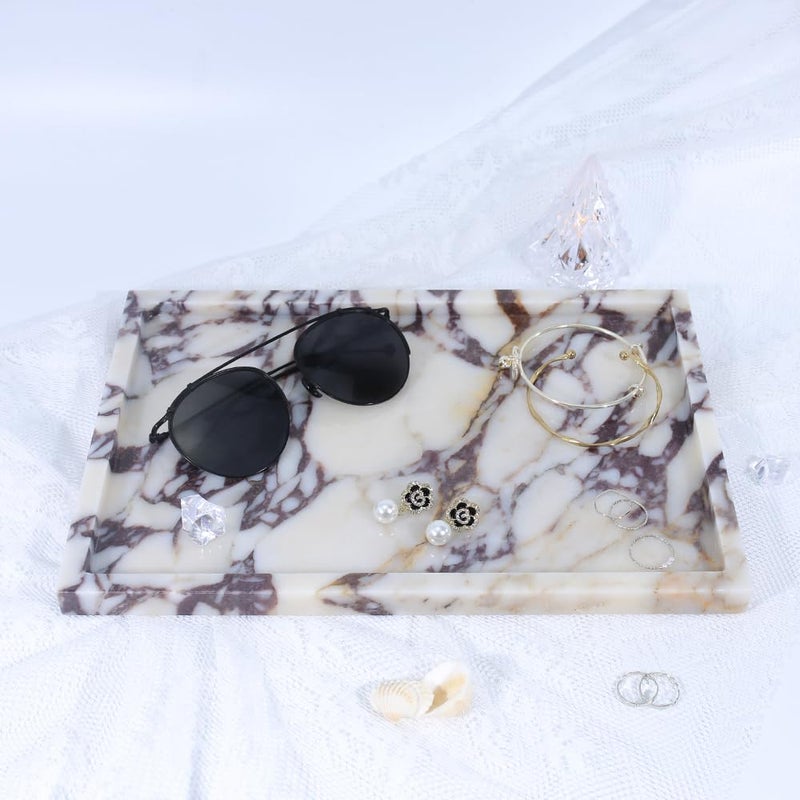 DUANYAN Real Luxurious Natural Marble Vanity Tray Genuine Marble/Stone Storage Tray for Home Decor Bathroom/Kitchen/Vanity/Dresser Non-Resin/Non-Ceramic - Image 4