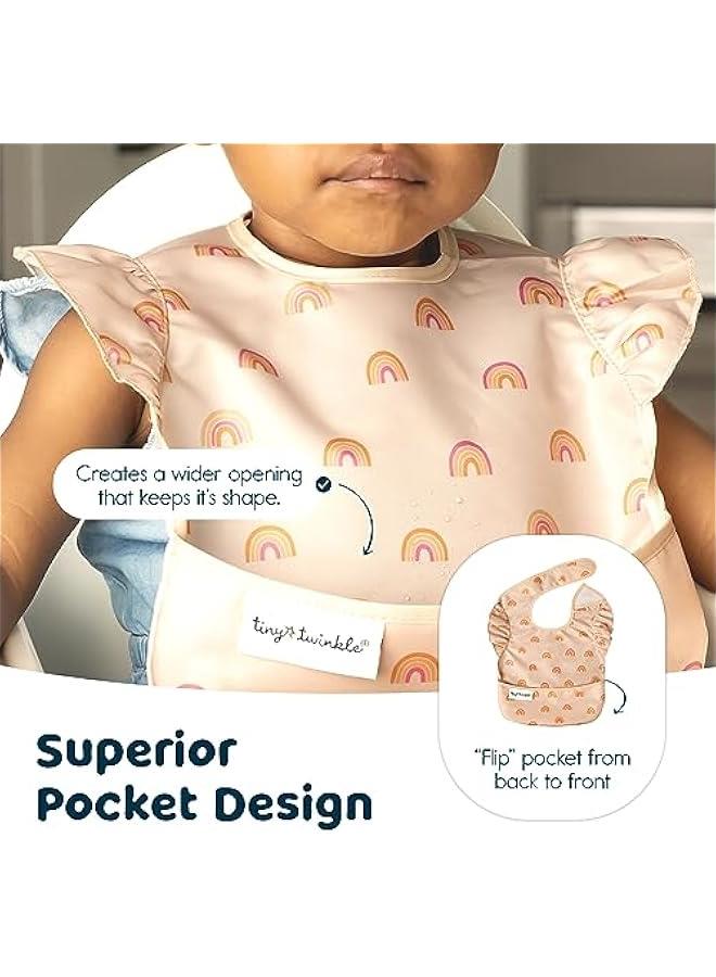 Tiny Twinkle Mess Proof Baby Bibs for Eating - Waterproof, Wipeable Bibs - Toddler Bibs - Travel Friendly - PFAS, PVC, BPA, Phthalate Free - Baby Food Bibs(3 Pack,Unicorn) - Image 5