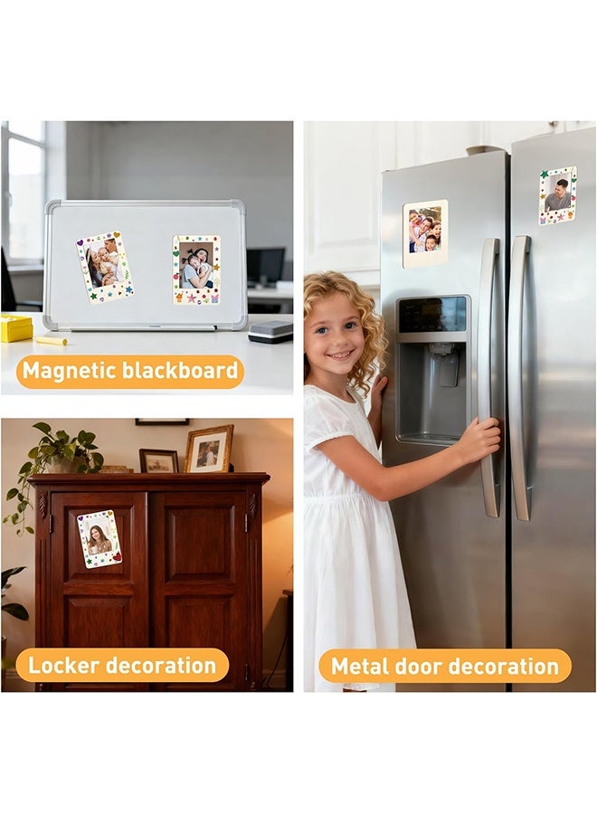 12 Pack Magnetic Wooden Picture Frames for Crafts, Mini Unfinished Wooden Photo Frames with Pencils u0026 Stickers, DIY Crafts Magnetic Frames for Refrigerator Decor - Image 3