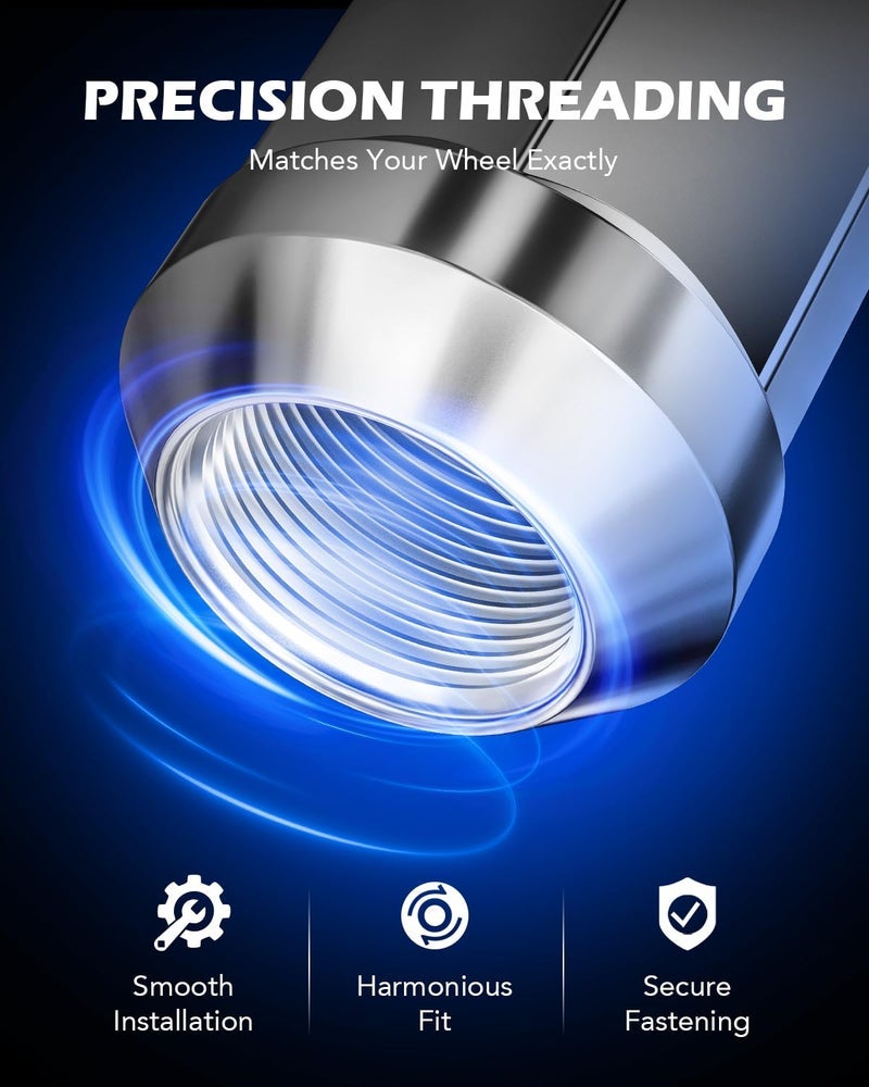 Orion Motor Tech صواميل أوريون موتور تك 1/2"-20 مع مقعد مخروطي، سداسي 19 مم 3/4" 1.38x0.87 بوصة. صواميل عجلات مطلية بالكروم متوافقة مع فورد موستانج إكسبلورر F-150 دودج رام 1500 جيب رانجلر، مجموعة من 20 - Image 4