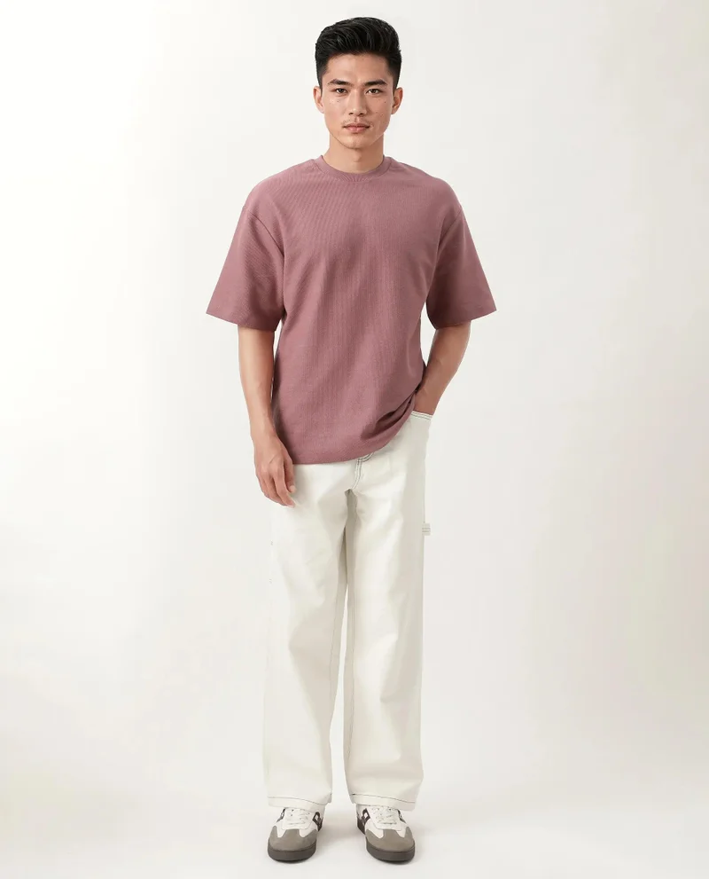 Rare Rabbit Men's Embroidered Oversized T-Shirt