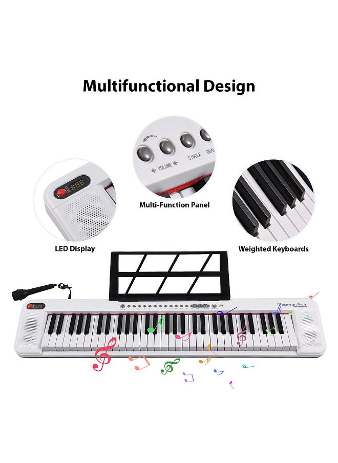 Generic - 61-Key Electronic Piano Multifunctional 61 Keys Piano Keyboard Portable Musical Instrument Illuminated Keyboard Digital Piano with Music Score Stand/Microphone - Image 1