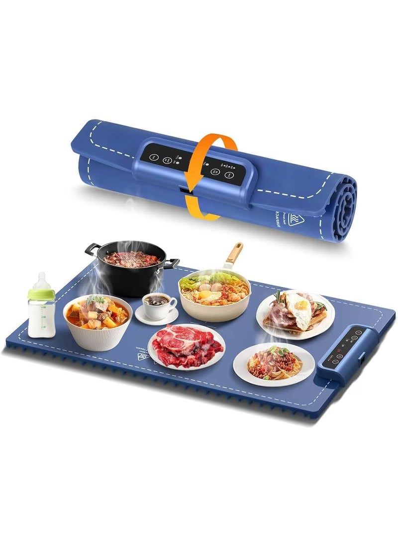 PIKFOS PIKFOS Food Warming Mat Full Surface Heating Electric Warming Tray 3 Temperature Settings Auto ShutOff Silicone Foldable Roll Up Heating Pad for Parties Gatherings Holidays Daily Use  - Image 1