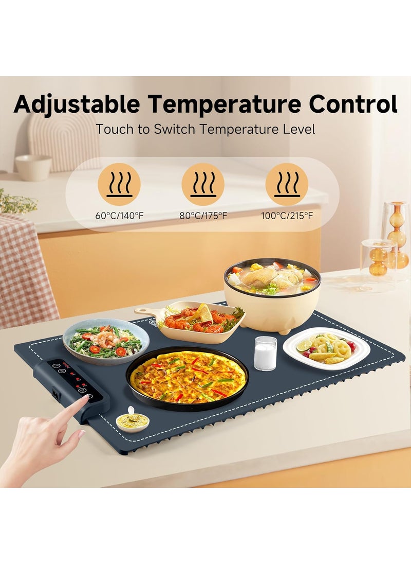 PIKFOS PIKFOS Food Warming Mat Full Surface Heating Electric Warming Tray 3 Temperature Settings Auto ShutOff Silicone Foldable Roll Up Heating Pad for Parties Gatherings Holidays Daily Use  - Image 3