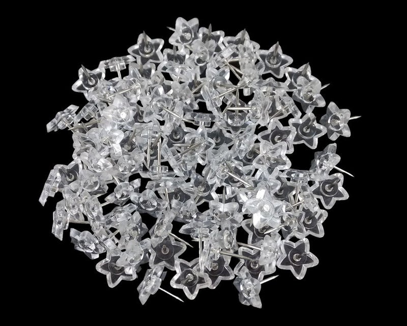 yueton 100pcs Clear Star Push Pins Thumb Tacks Drawing Pins for School, Home, Office Use - Image 2