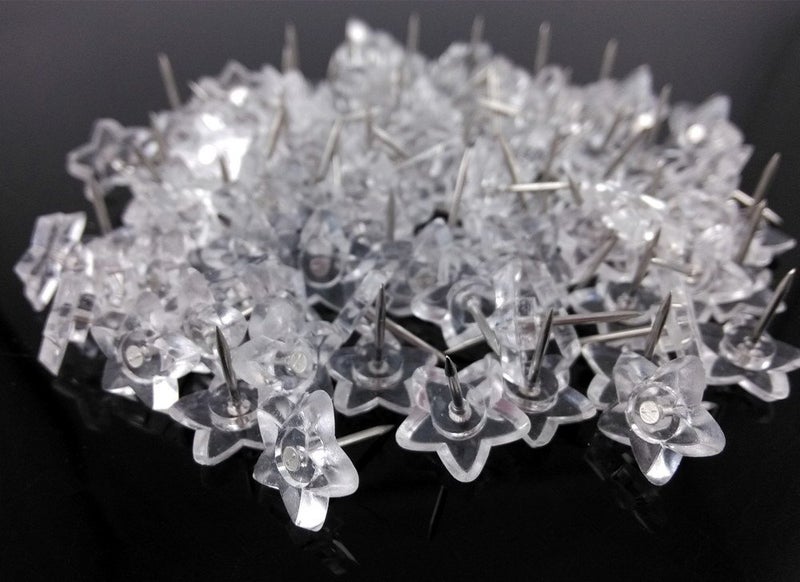 yueton 100pcs Clear Star Push Pins Thumb Tacks Drawing Pins for School, Home, Office Use - Image 3