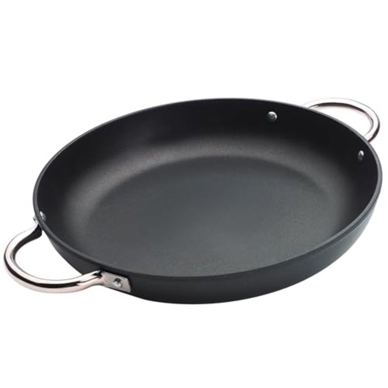 Professional Nonstick Paella Casserole Pan Non-Stick Die-Cast Aluminum Pan with Stainless Steel Handles Durable Eldiamant Platinum Coating Dishwasher and Oven Safe Black, 28cm, 1.8L - Image 1