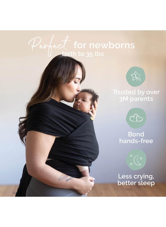 Bukela Baby Wrap Carrier, Original Baby Sling Carrier for Newborns (7–35 lbs), Soft, Secure, Hands-Free & Ergonomic, Ideal for Comfortable Bonding, New Parents (Black) - Image 4