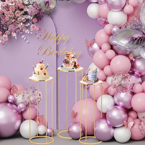 Bonastella Cylinder Stands for Party, 3PCS Cylinder Pedestal Stand, Cilindros Para Fiestas Cake Table Stand for Parties Metal Plant Stand Cylinder Tables for Parties Round Cylinder Stands for Party - Image 5