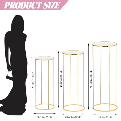 Bonastella Cylinder Stands for Party, 3PCS Cylinder Pedestal Stand, Cilindros Para Fiestas Cake Table Stand for Parties Metal Plant Stand Cylinder Tables for Parties Round Cylinder Stands for Party - Image 2