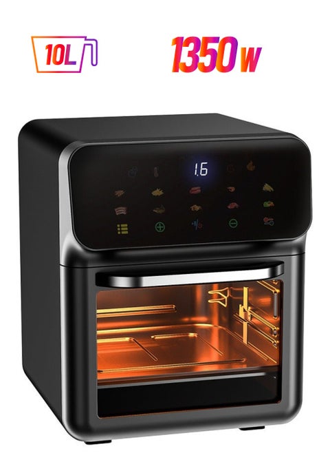 Air Fryer 10 Litre with Timer Temperature Adjustable Control and 10 Food Preset Programmes 1350W, Touch Screen Air Fryer, Black