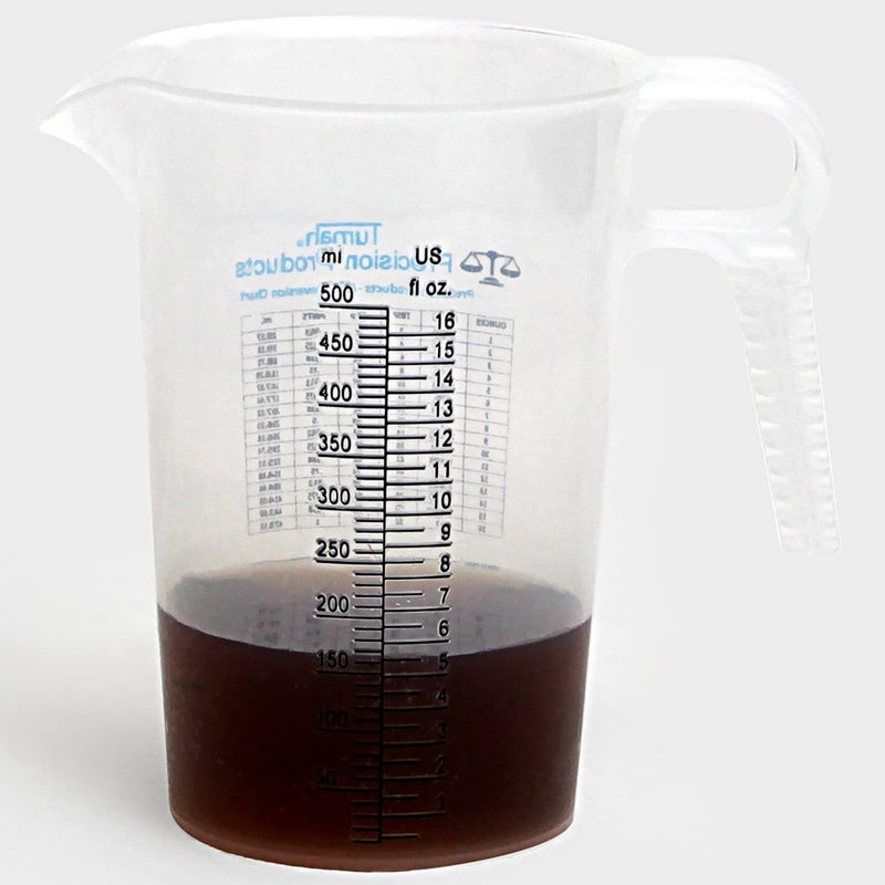 16oz 1 Pint 2 cup Measure Pitcher  Convenient Conversion Chart  Multi Purpose Food Grade Great for Cooking Hobbies Shop Oil Fluids Pool Spa and Lawn with High Chemical Resistance by Turnah