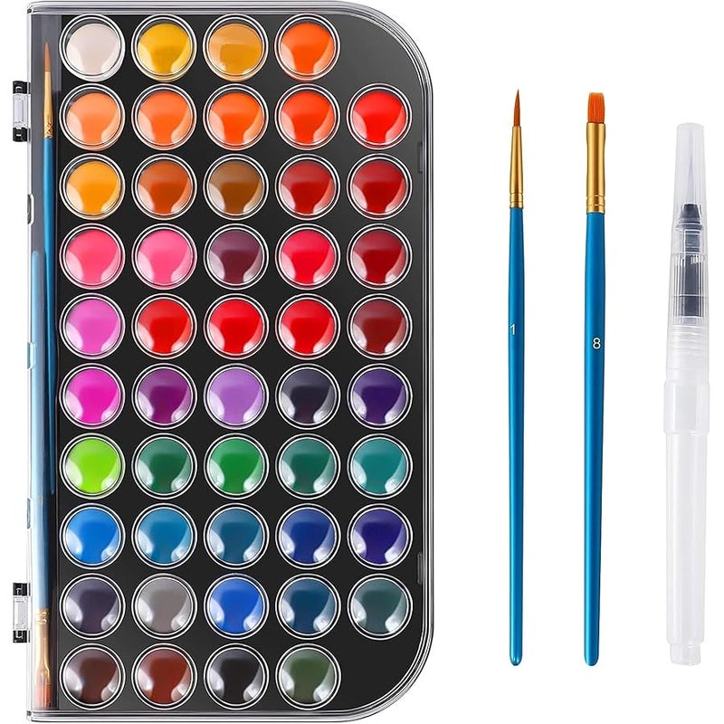 Blablaovy Watercolor Paint Set, 48 Colors Non-toxic Watercolor Paint with a Brush Refillable a Water Brush Pen and Palette, Washable Water Color Paints Sets for Kids Adults Artists Children Students Beginner - Image 1