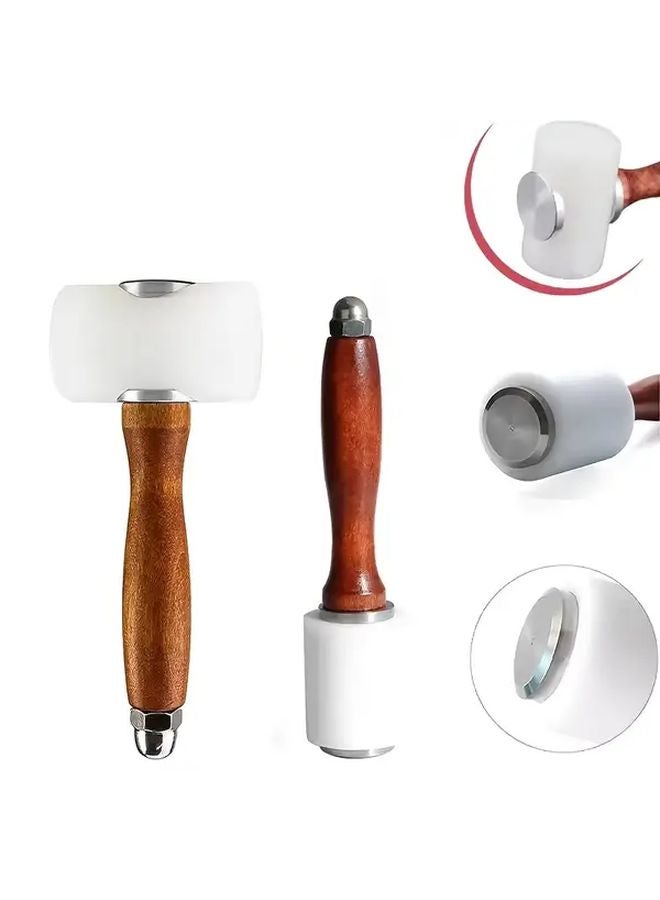 2 Piece Set Heavy Duty Nylon Leather Engraving Hammer Professional Leather Crafting Tool - Image 3