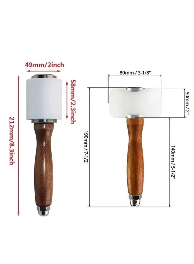 2 Piece Set Heavy Duty Nylon Leather Engraving Hammer Professional Leather Crafting Tool - Image 4