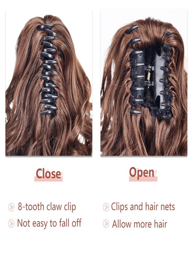 HSPJHTM Brown Ponytail Extensions,Claw Cilp Ponytails Extension for Women Curly 12" Synthetic Pony Tail Wavy Halloween Fluffy Hairpiece for Daily Use - Image 3