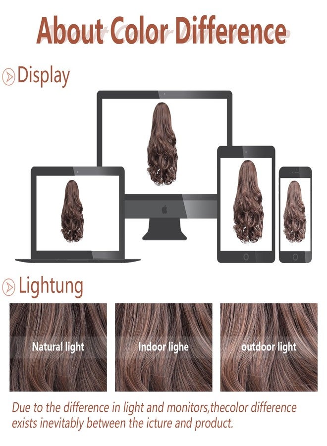 HSPJHTM Brown Ponytail Extensions,Claw Cilp Ponytails Extension for Women Curly 12" Synthetic Pony Tail Wavy Halloween Fluffy Hairpiece for Daily Use - Image 5