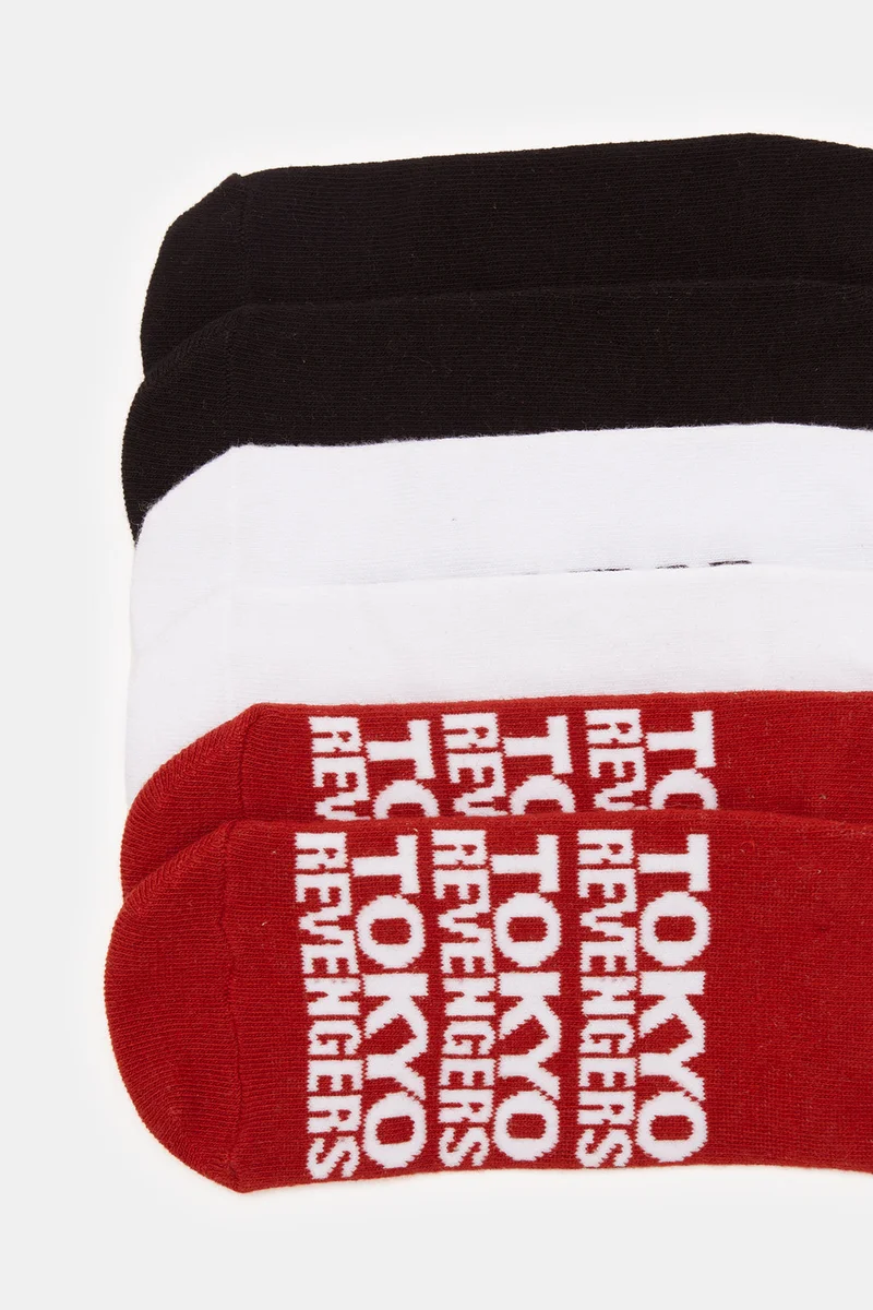 Redtag Senior Boys Assorted Printed Ankle Socks Set (3 Pairs)
