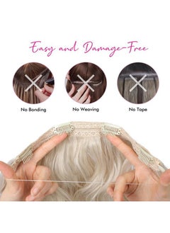 REECHO Invisible Wire Hair Extensions with Thinner Softer Lace Weft (Platinum Blonde, 12 Inch (Pack of 1))  - Image 3