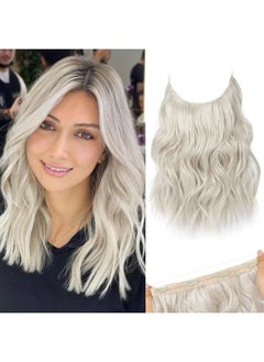 REECHO Invisible Wire Hair Extensions with Thinner Softer Lace Weft (Platinum Blonde, 12 Inch (Pack of 1))  - Image 1