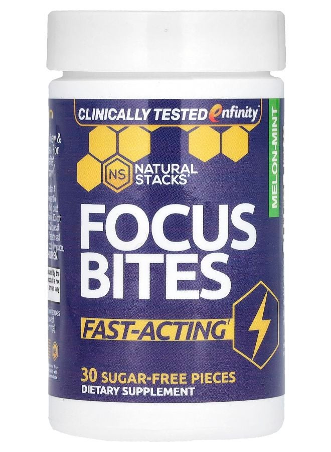 Natural Stacks Focus Bites Melon-Mint 30 Sugar-Free Pieces