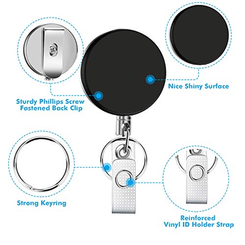 Selizo 4 Pieces Retractable Badge Holder ID Badge Holder Heavy Duty Badge Reel with Keychain Ring Clip for ID Key Card Badge - Image 5