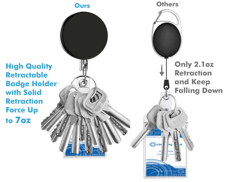 Selizo 4 Pieces Retractable Badge Holder ID Badge Holder Heavy Duty Badge Reel with Keychain Ring Clip for ID Key Card Badge - Image 2