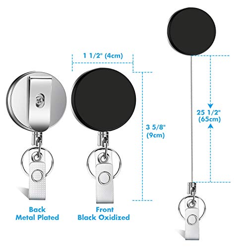Selizo 4 Pieces Retractable Badge Holder ID Badge Holder Heavy Duty Badge Reel with Keychain Ring Clip for ID Key Card Badge - Image 3