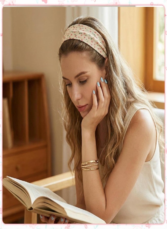 ZhouBoat 8 Pcs Fashion Headbands for Women, Non Slip Elastic Floral Hairbands, Soft Fabric Head Bands for Women Hair Accessories - Image 2