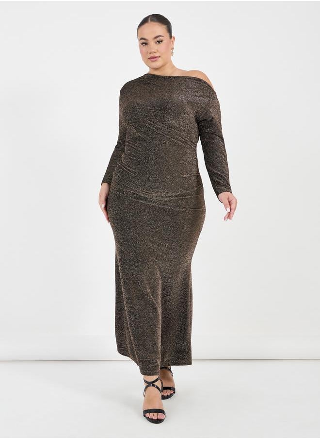 Styli Plus Size One Shoulder Neck Mermaid Hem Maxi Dress  - Image 1