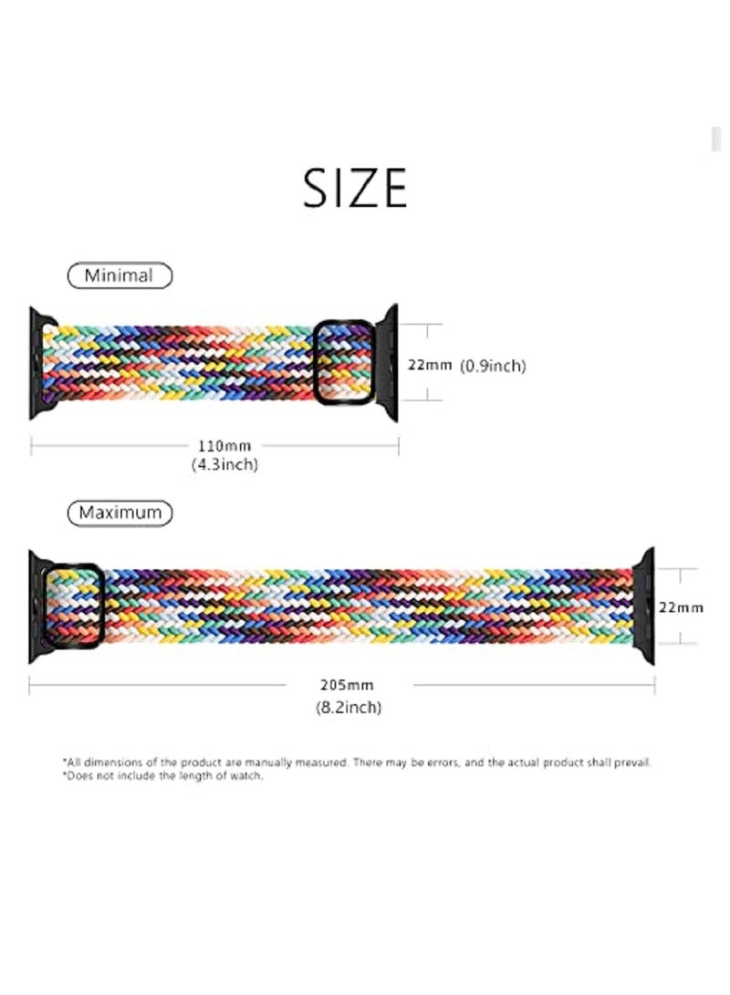 Braided Stretchy Sport Wristbands for Apple Watch 38mm-45mm, Elastic Solo Loop Compatible with Series 1-7, Adjustable Buckle, Unisex, 2-Pack - Image 4