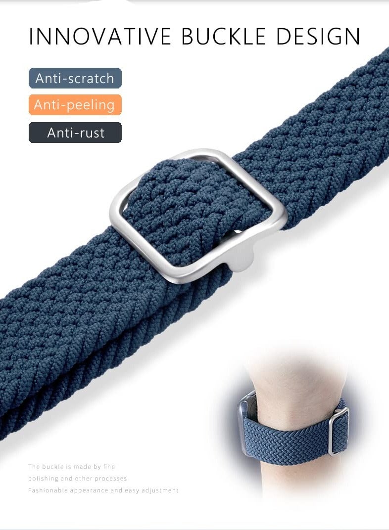 Braided Stretchy Sport Wristbands for Apple Watch 38mm-45mm, Elastic Solo Loop Compatible with Series 1-7, Adjustable Buckle, Unisex, 2-Pack - Image 2