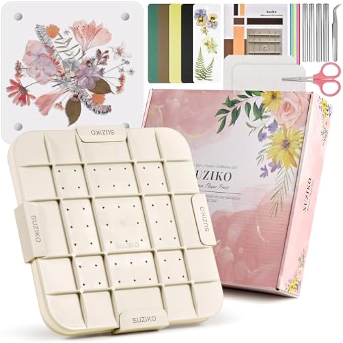 SUZIKO 9 INCH 23 CM MAX MICROWAVE FLOWER PRESS WITH PHOTO FRAME FOR QUICK PRESSING, DRYING, REUSABLE & WASHABLE FABRIC,COLOR VIBRANCY, FITS MOST MICROWAVES,THANKS GIVING DAY GIFTS - Image 1