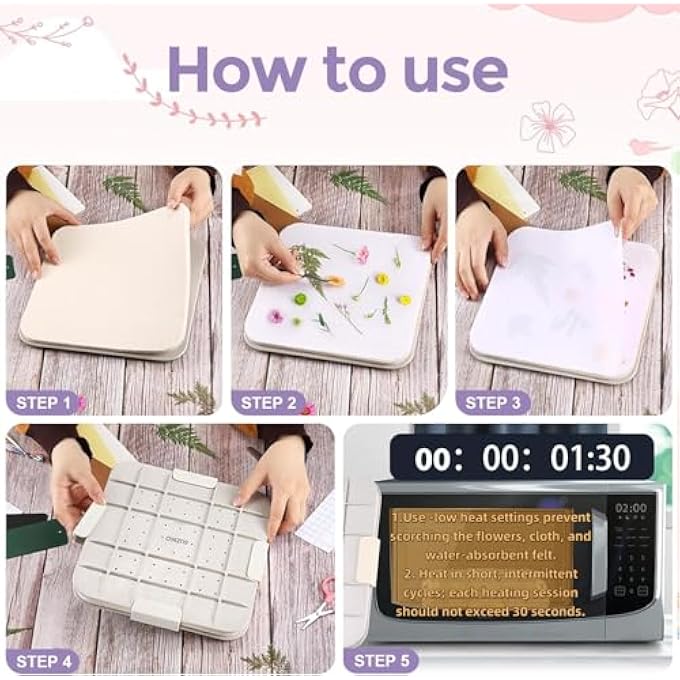 SUZIKO 9 INCH 23 CM MAX MICROWAVE FLOWER PRESS WITH PHOTO FRAME FOR QUICK PRESSING, DRYING, REUSABLE & WASHABLE FABRIC,COLOR VIBRANCY, FITS MOST MICROWAVES,THANKS GIVING DAY GIFTS - Image 3