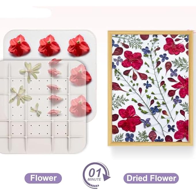 SUZIKO 9 INCH 23 CM MAX MICROWAVE FLOWER PRESS WITH PHOTO FRAME FOR QUICK PRESSING, DRYING, REUSABLE & WASHABLE FABRIC,COLOR VIBRANCY, FITS MOST MICROWAVES,THANKS GIVING DAY GIFTS - Image 4