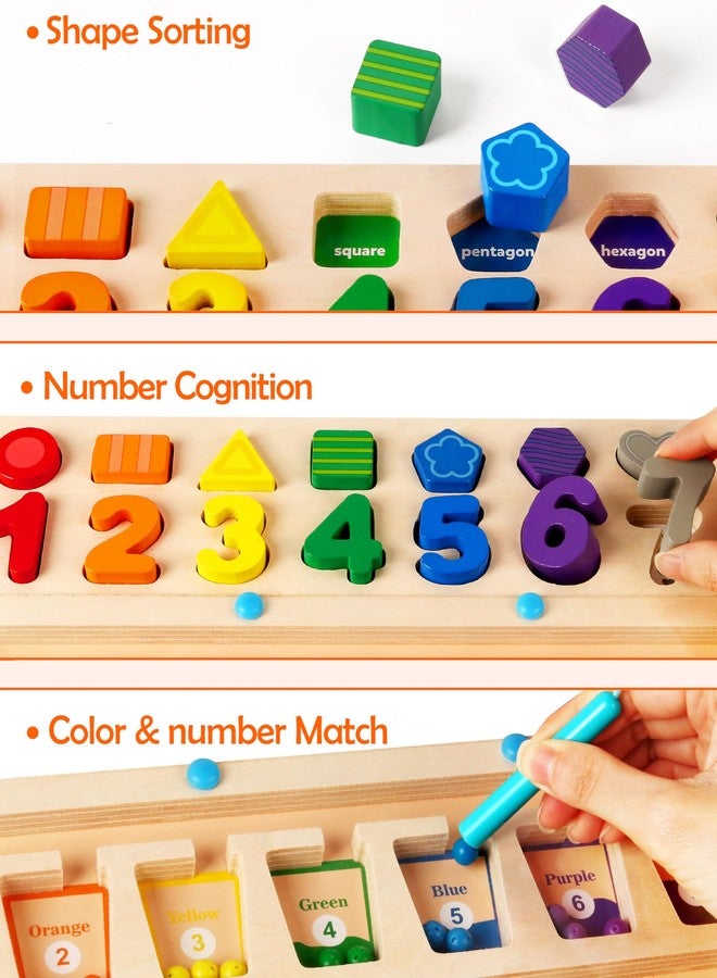 SYNARRY 3 in 1 Montessori Toys for 3+ Year Old, Educational Magnetic Color and Number Maze, Shape & Number Wooden Puzzle Counting Learning Toys, Easter Basket Stuffers Valentines Day Gifts for Kids - Image 3