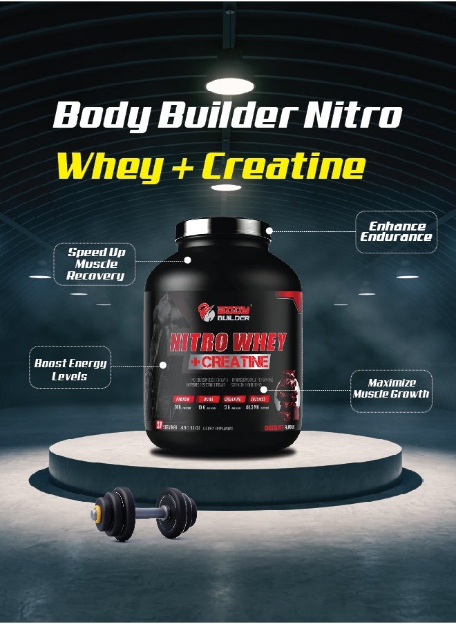 Body Builder Body Builder Nitro Whey Protein Plus Creatine, Contains Digestive Enzymes, Chocolate Flavor, 4 Lb  - Image 2