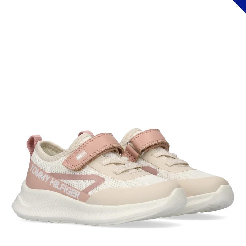 تومي هيلفيغر Little Low Top Lace Up/Velcro Sneakers