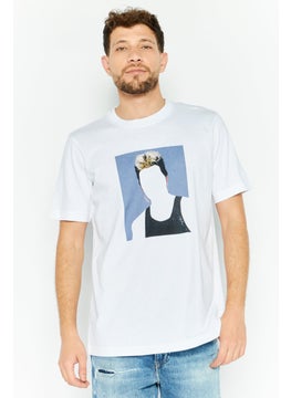 DIESEL Men Crew Neck Short Sleeves Printed T-shirt, White  - Image 1