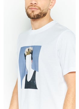 DIESEL Men Crew Neck Short Sleeves Printed T-shirt, White  - Image 3