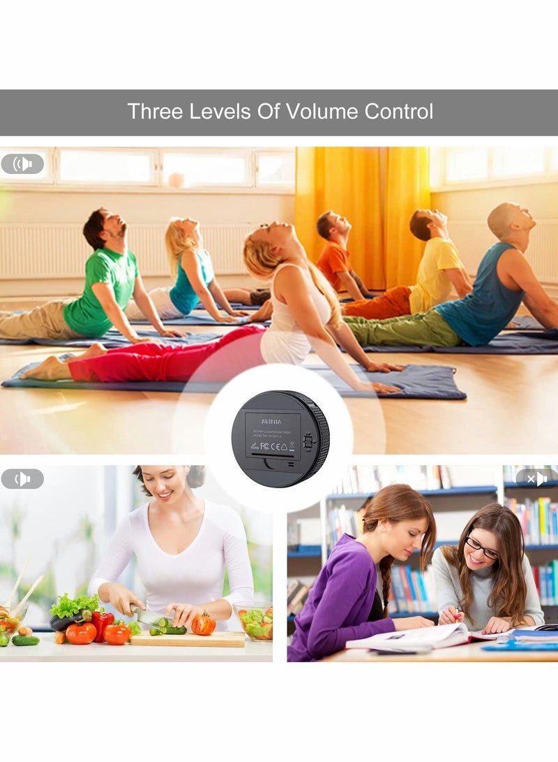 Digital Kitchen Timers, Visual timers Large LED Display Magnetic Countdown Countup Timer for Classroom Cooking Fitness Baking Studying Teaching, Easy Kids and Seniors （Black）  - Image 5