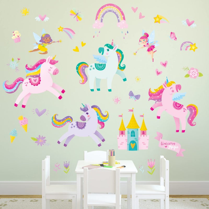 DECOWALL DS9-2119 Colorful Unicorn Wall Stickers Fairy Rainbow Kids Quote Decals Removable for Girls Nursery Bedroom Living Room Art Home Decor Decorations - Image 3