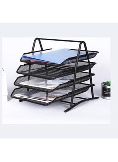 Kalon 3-Tier Metal Document Tray Black A4 Desktop Document Holder Shelf Rack Paper Letter Tray Organizer for Office, Home, School,  - Image 2