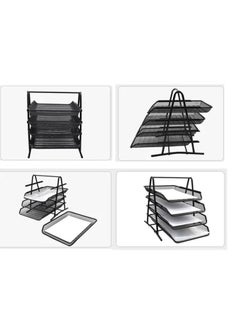 Kalon 3-Tier Metal Document Tray Black A4 Desktop Document Holder Shelf Rack Paper Letter Tray Organizer for Office, Home, School,  - Image 5