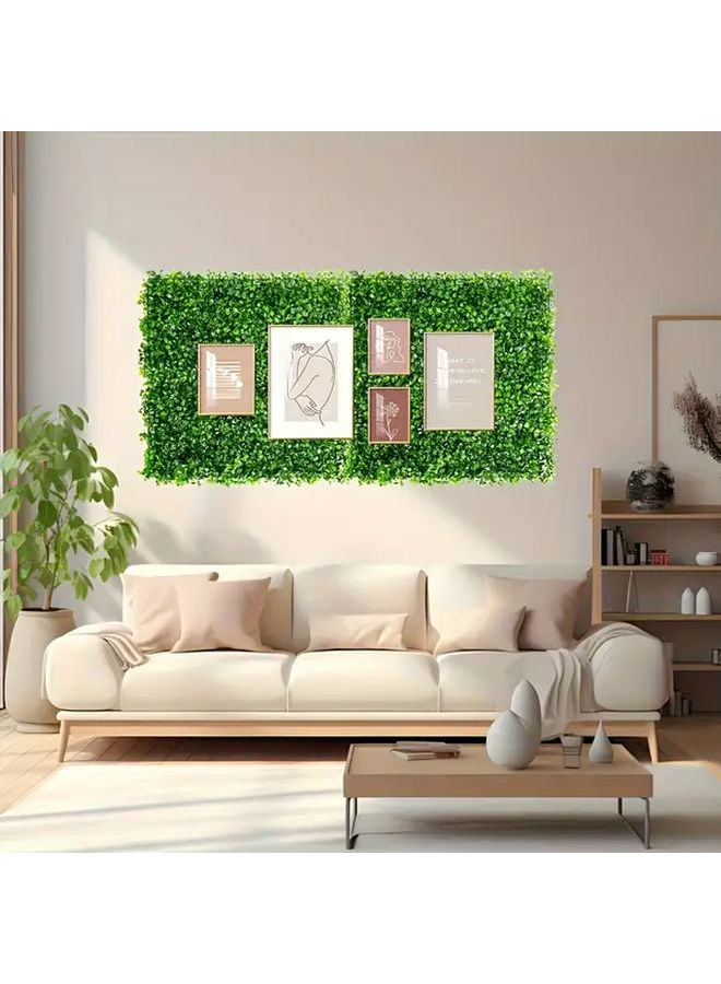 Green Artificial Grass Wall Panels With Wood Frame Indoor Outdoor Decor - Image 2